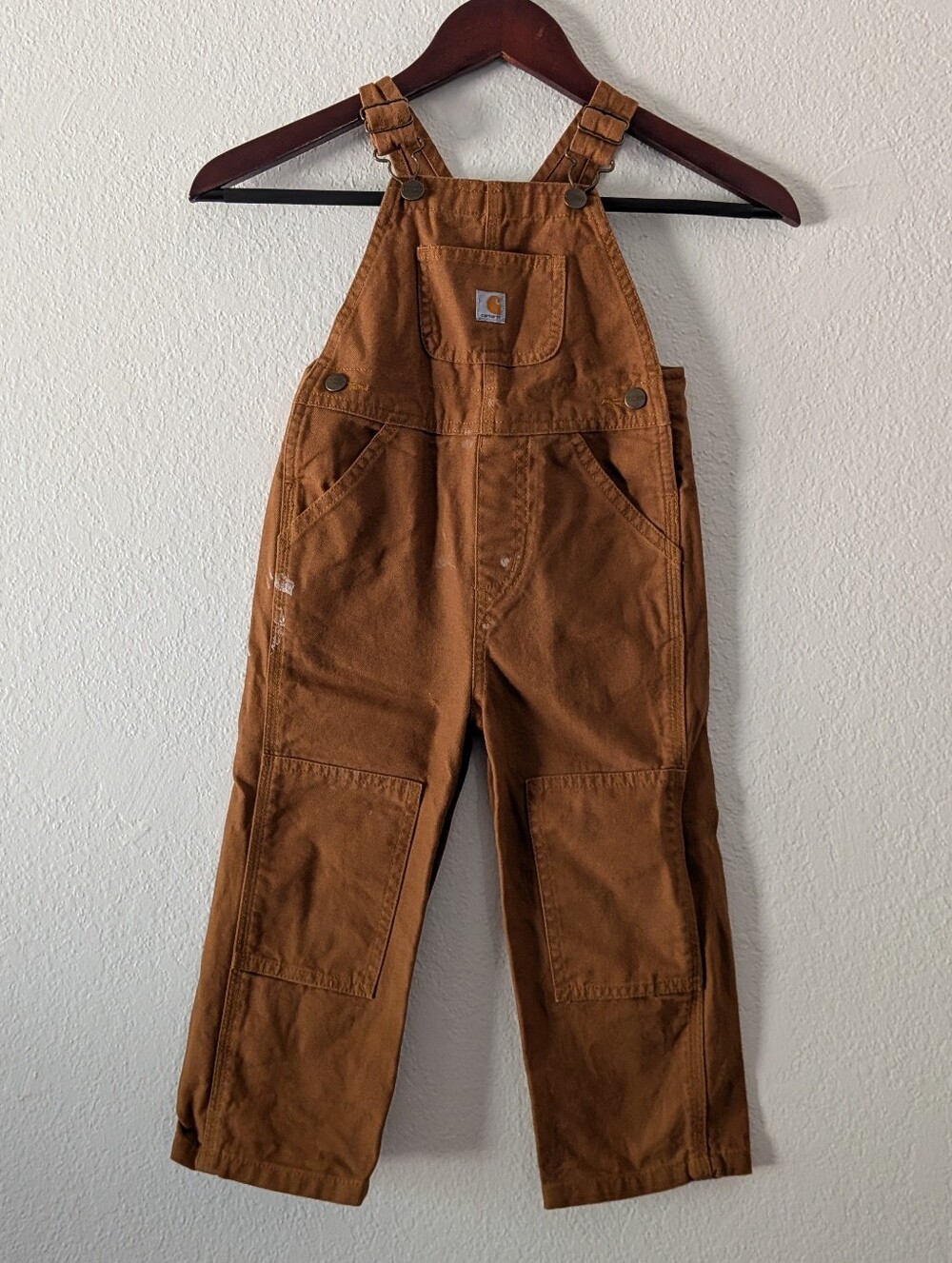 Carhartt Overalls Brown Duck Canvas Snap Bottoms Unisex Toddler 3T